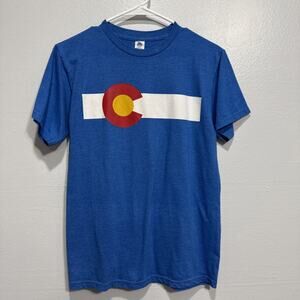 Colorado Flag T Shirt Mens Size Small Blue Short Sleeve Tee by Spectra Apparel